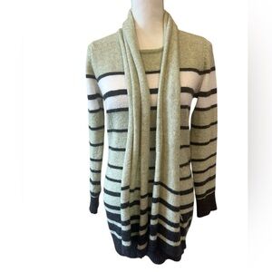 CCG Green Striped Knit Sweater Dress Bodycon Quiet Luxury Minimalist XS/S